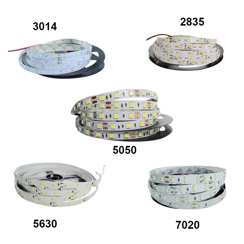 

DC12V 5M LED Strip Tape 3014/2835/5050/5630 Flexible LED Strip Light Non-Waterproof Indoor Home Decoration White/RGB LED Lights