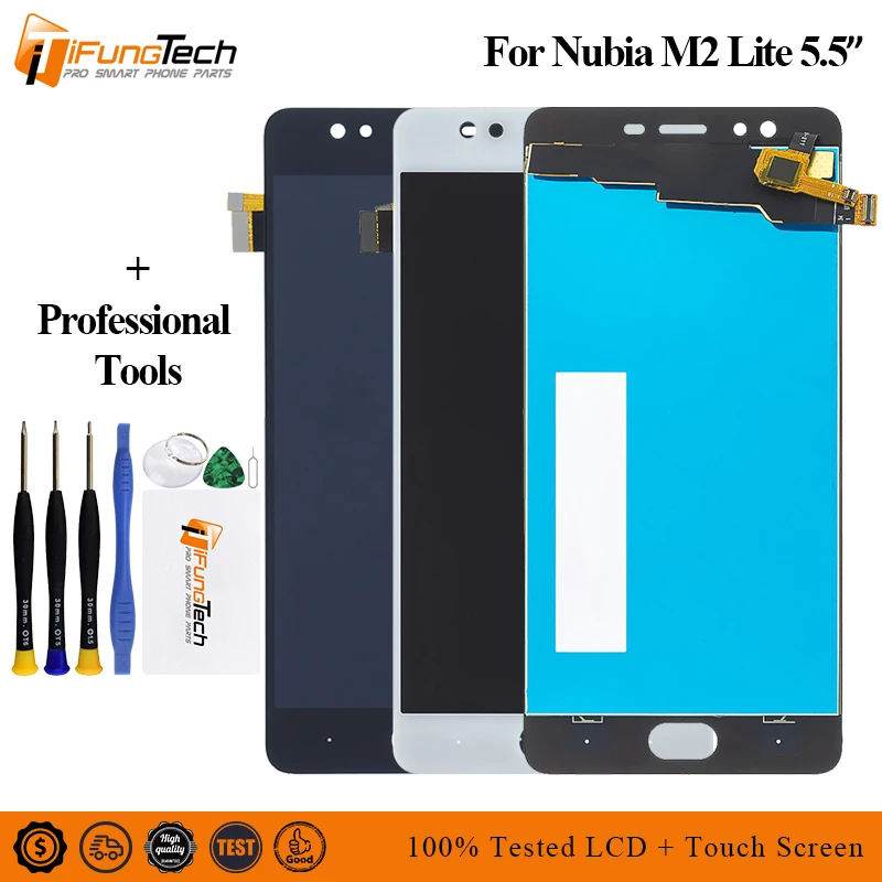 

Tested AAA LCD For ZTE nubia M2 lite NX573J LCD Display and Touch Screen Assembly Phone Accessories For ZTE nubia M2 lite +Tools