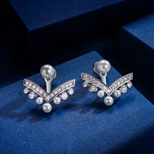 Элегантные жемчужные серьги-гвоздики AAA кубический цирконий серебрянный Простой корейский два боковых серьги для женщин подарок ZK40