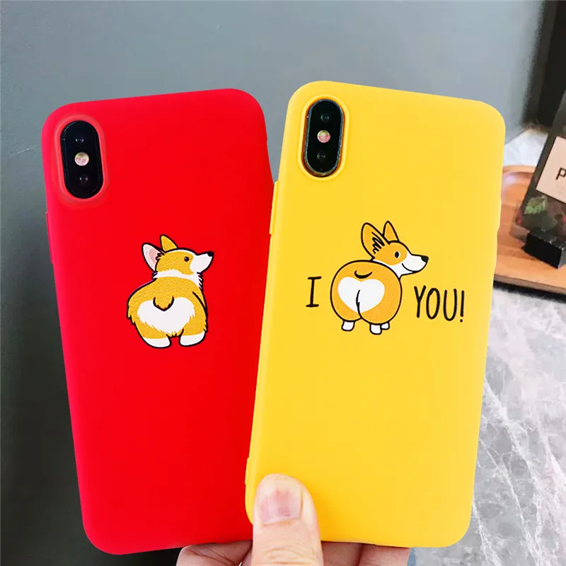 

JAMULAR Funny Cute Corgi Fitted Cases For iPhone 6 6s XS MAX XR X 7 8 Plus Cartoon Dog Soft Silicone Mobile Phone Cover Fundas
