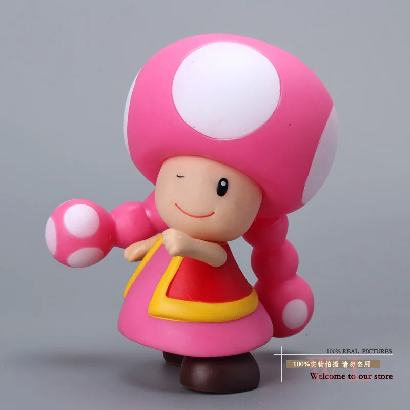 Free Shipping Super Mario Bros Figures Mushroom Toadette PVC Action Figure Model Toy Doll 3.5\