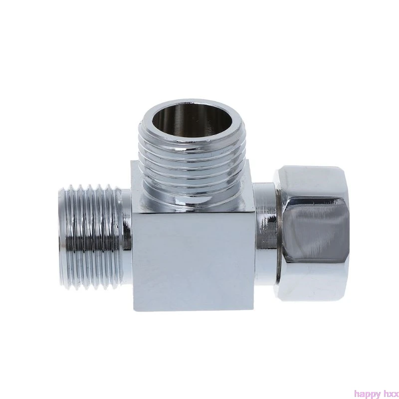 

1/2" Brass Chrome 3 Way Diverter Hose Fitting Tee T Shape Adapter Bath Connector