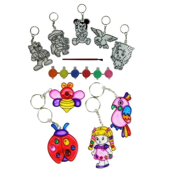 Light Painting Keychain Pigment Color Painting Child Diy Handmade,1lot=4Set, 1set=5 patterns
