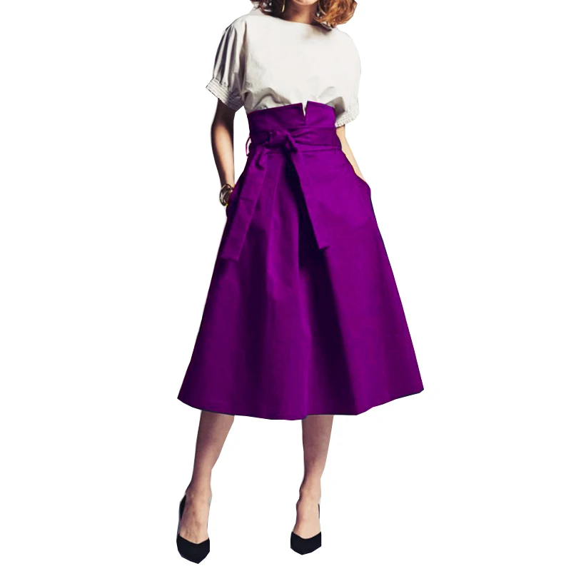 Формальные вечерние юбки трапециевидной формы с высокой талией и поясом на заказ модные женские юбки до середины икры