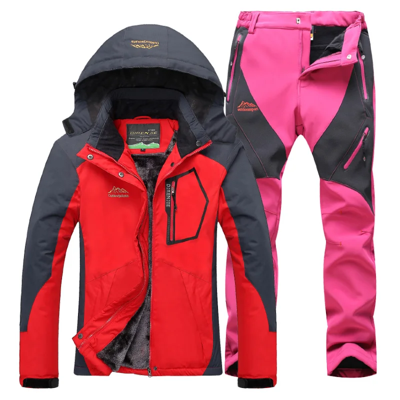 Уличная походная куртка, костюмы, водонепроницаемая Женская куртка размера плюс, термальная Куртка для рыбалки, костюмы для альпиниста, кемпинга, лыжная куртка, костюмы, бренд - Цвет: Red meihon pant