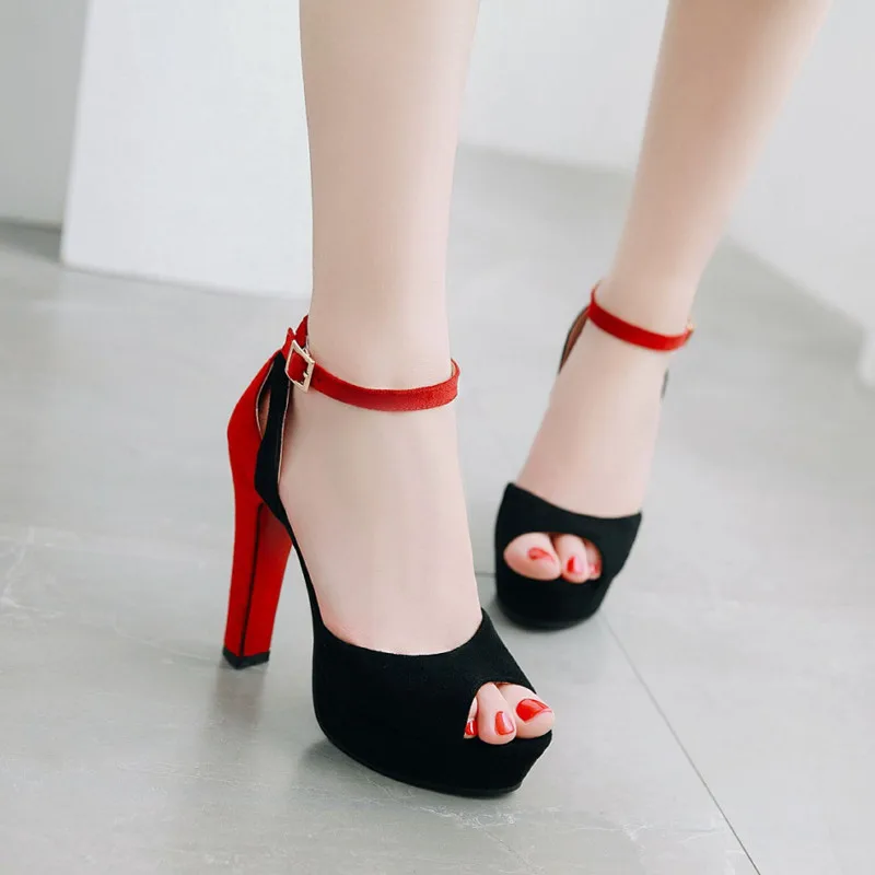 

LOVEXSS Woman Red High Heel Sandals Beige Plus Size 33 43 44 45 Gladiator Open Toe Sandals Summer Peep Toe Sexy Wedding Shoes