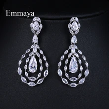 Emmaya блестящая Принцесса Cut Циркон женские серьги 2 цвета выбор классические серебряные серьги вечерние ювелирные изделия Свадебные