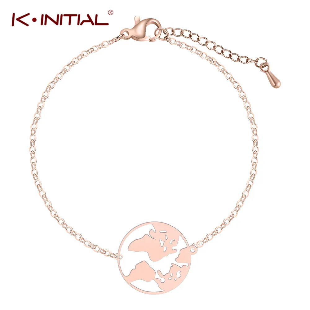 

Kinitial New Arrival World Map Bracelets for Women Cuff Charm Geometric Earth Bracelet Round Globe Travel Maps Jewelry Gift