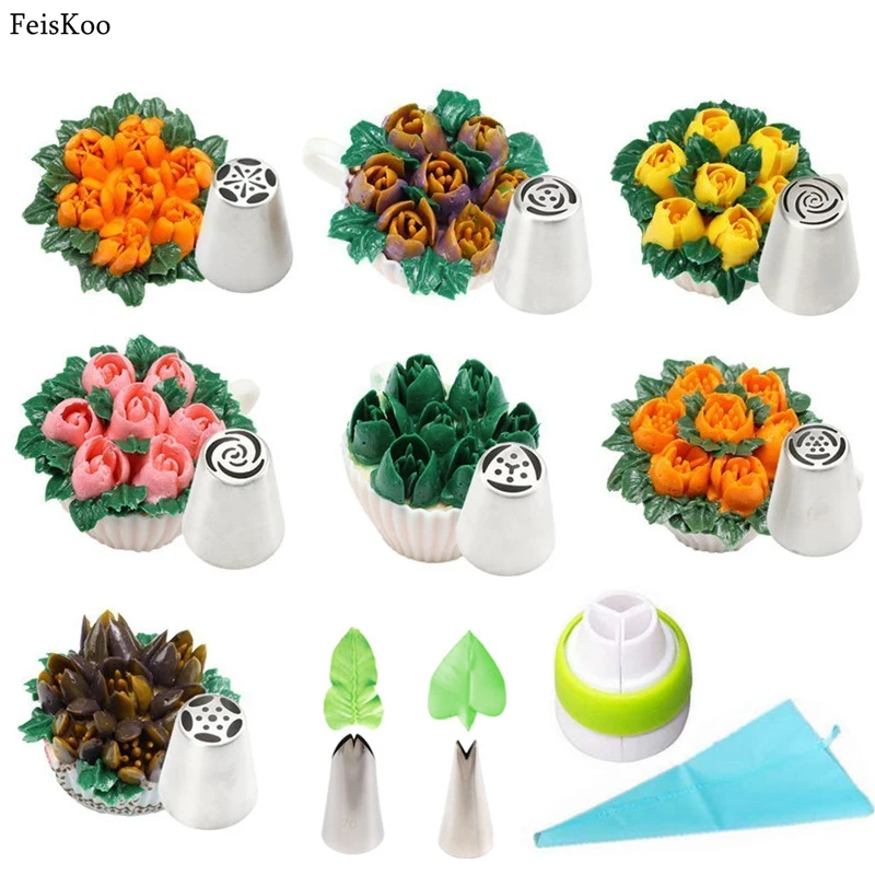 

11pcs/set stainless steel christmas pastry nozzles tulip leafs confectionery pastry icing piping nozzles cake decorating tools