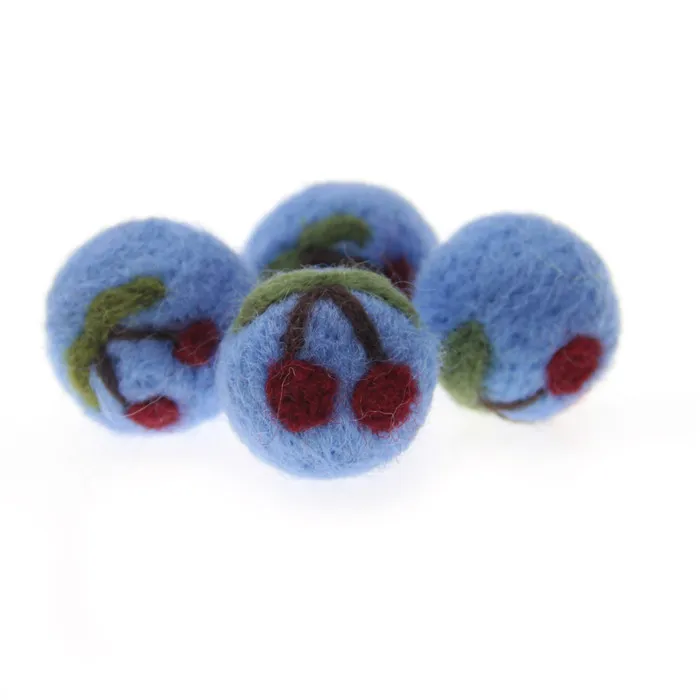 30 шт. 30 мм иглы шерстяные шарики пена заполнены вишня вышивка бусины шерсть помпоны аксессуары для бижутерии DIY - Цвет: Blue