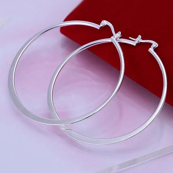 

Oblate Design Creole Hoop Earrings for Women Silver Plated Simple Big Circle Earring European Brand Fashion Jewelry Lovely Gifts