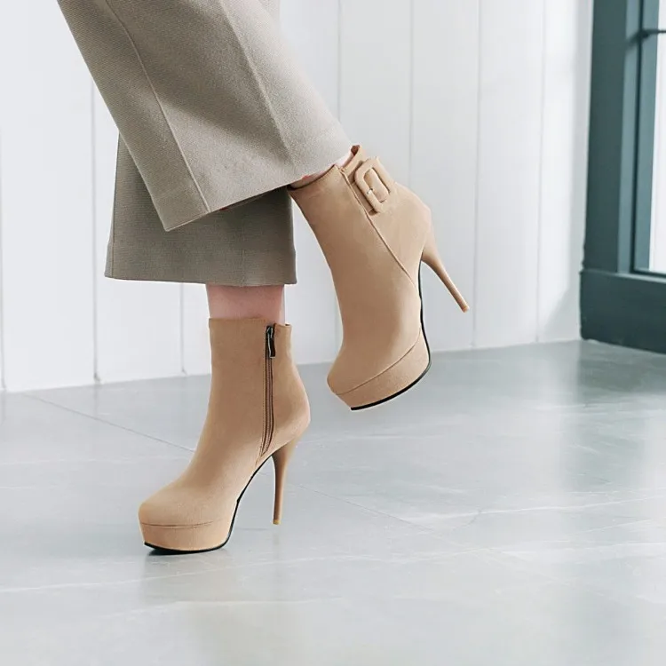 

Big Size 9 10 11-17 boots women shoes ankle boots for women ladies boots Side zip belt buckle