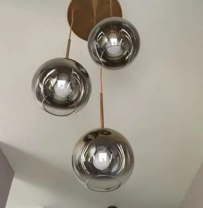 LuKLoy современный подвесной светильник, кухонная подвеска над прилавком, лампа золотого и серебряного цвета, стеклянный шар, подвесной светильник, набор из 3 подвесок, светодиодный