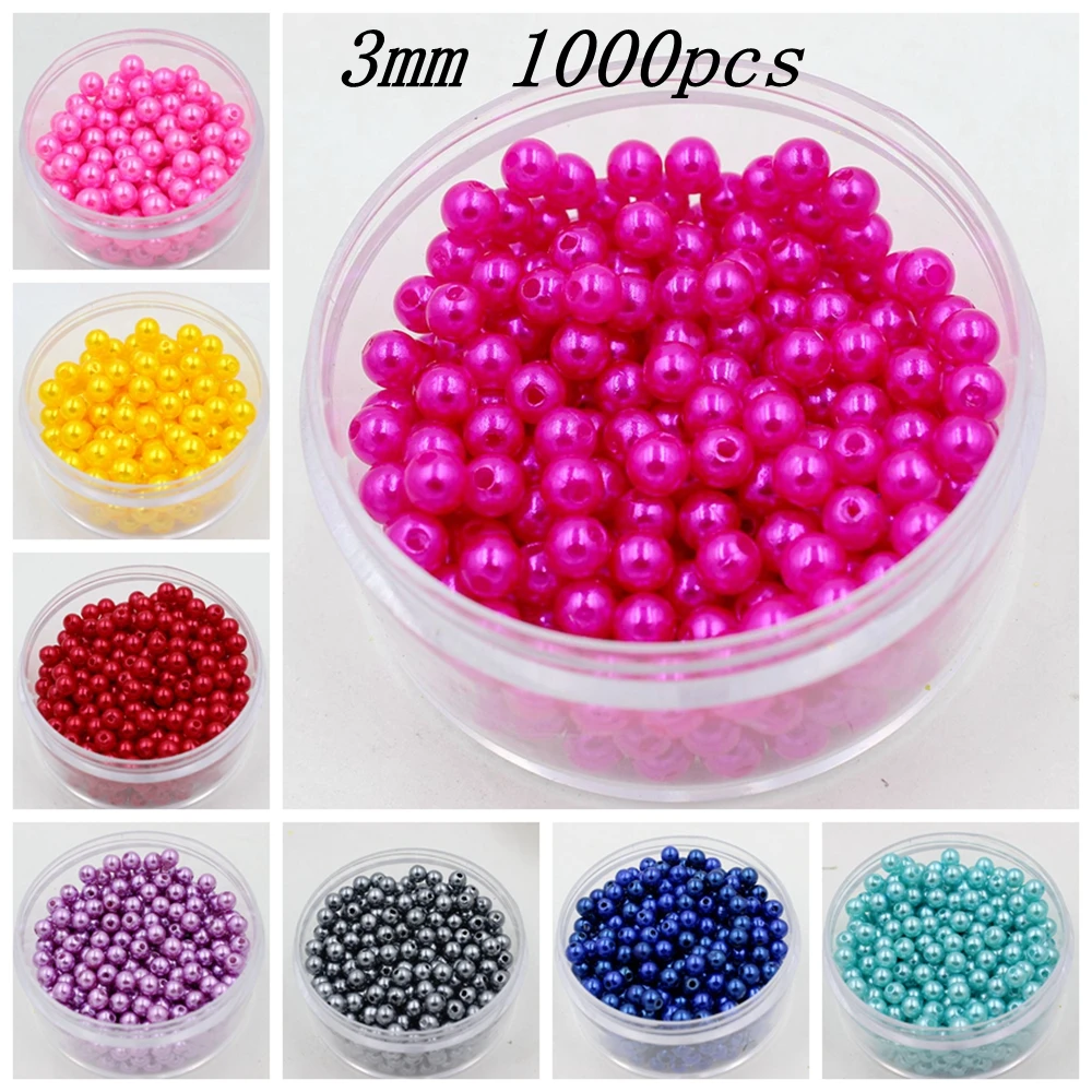 

Free Shipping 3mm 1000Pcs ABS Imitation Pearls Beads, Making Jewelry Diy Beads, Jewelry Handmade Necklace,Pearls Round For Craft