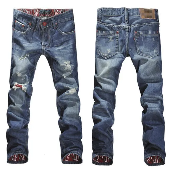 Stylish Mens Slim Fit Jeans Trousers Straight Jean Pants
