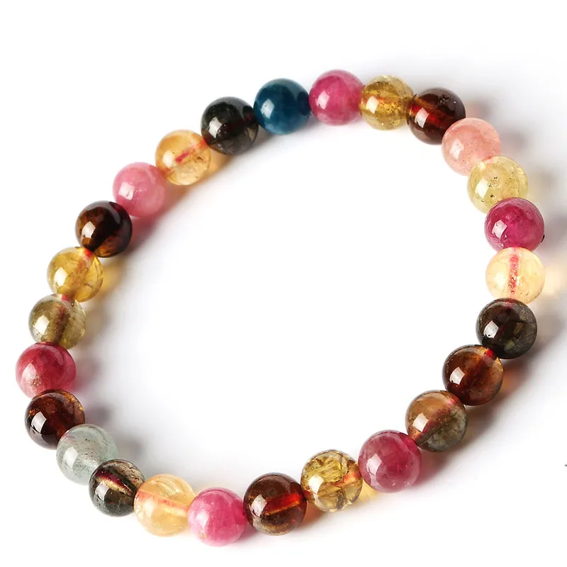 

Single Lap Tourmaline Bracelet Female Models Natural Tourmaline with Blue Tourmaline Crystal String Festival Gift