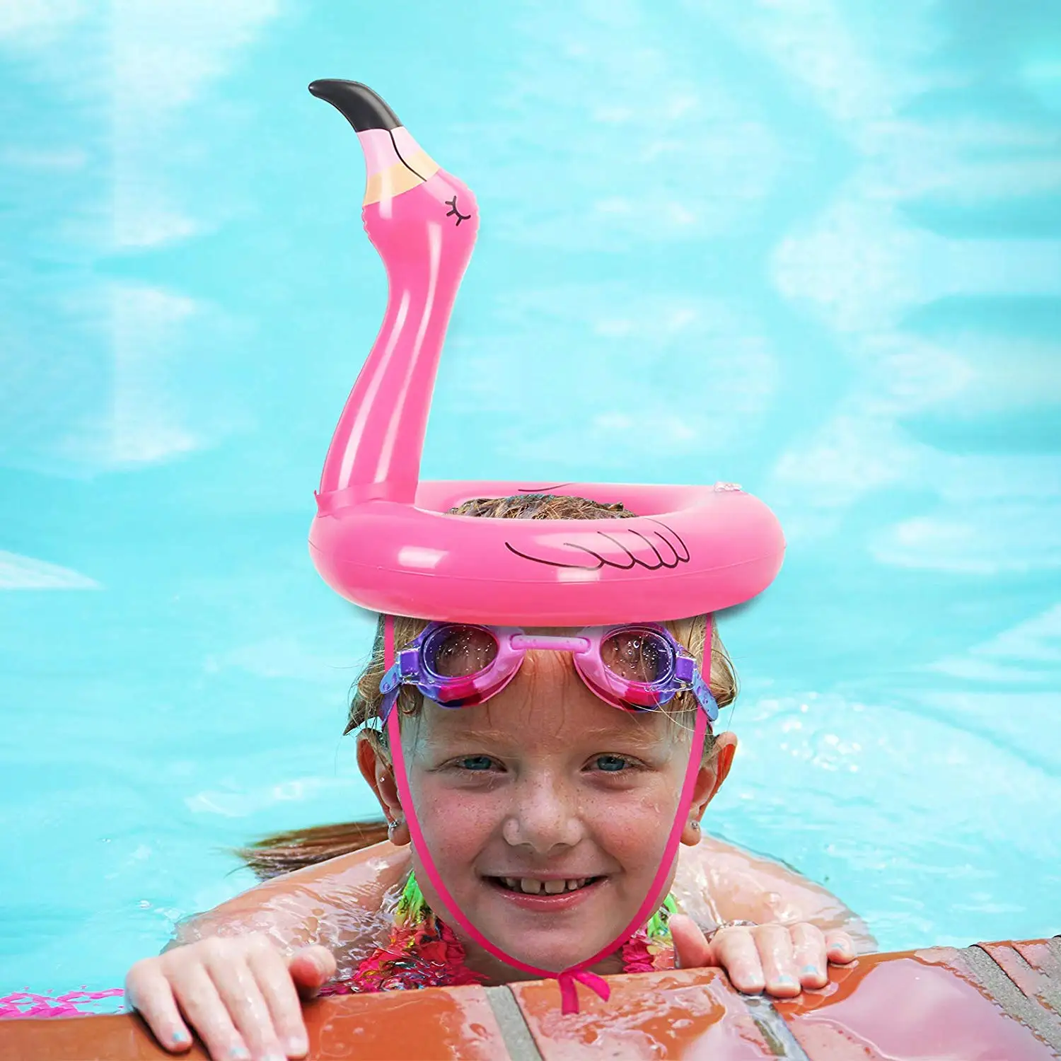 Надувная шляпа фламинго, надувная голова Фламинго с 6 шт. кольцами, игра для Гавайских Луау, игра для семьи, Летняя Вечеринка, Dec