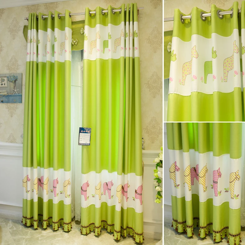 

Curtains In The Living Room Fresh Green Lovely Small Trojan kid's Curtains.Customized Size Free Shipping!