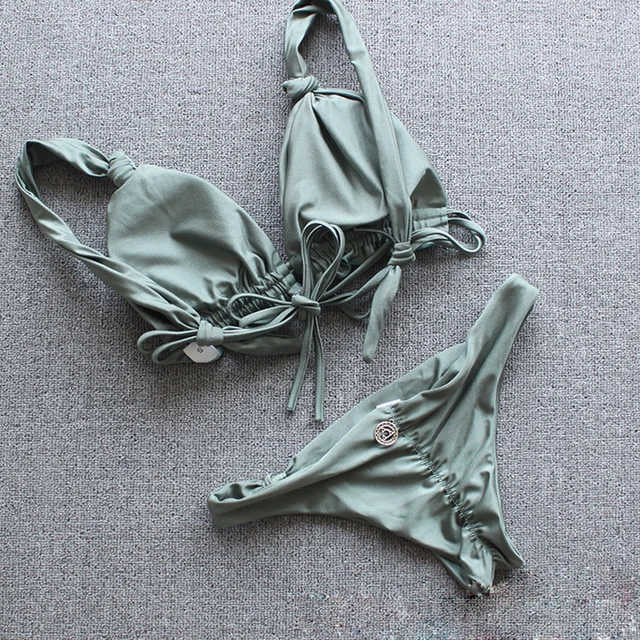 {Excellent|Wonderfull|Very Good|Very Recommended} Bather Two Piece Brazilian Micro Bikini Swimwear Women 2018 Solid Bandage Swimsuit Female Sexy Bathing Suits Thong Swim Wear Special Offers