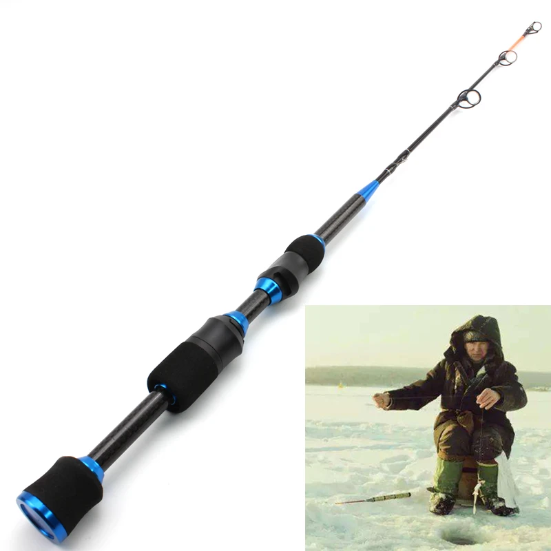 Online Caña de pescar en hielo de bajo rendimiento para invierno 65cm 75g de carbono caña giratoria ultracorta de viaje aparejos de pesca de alta calidad