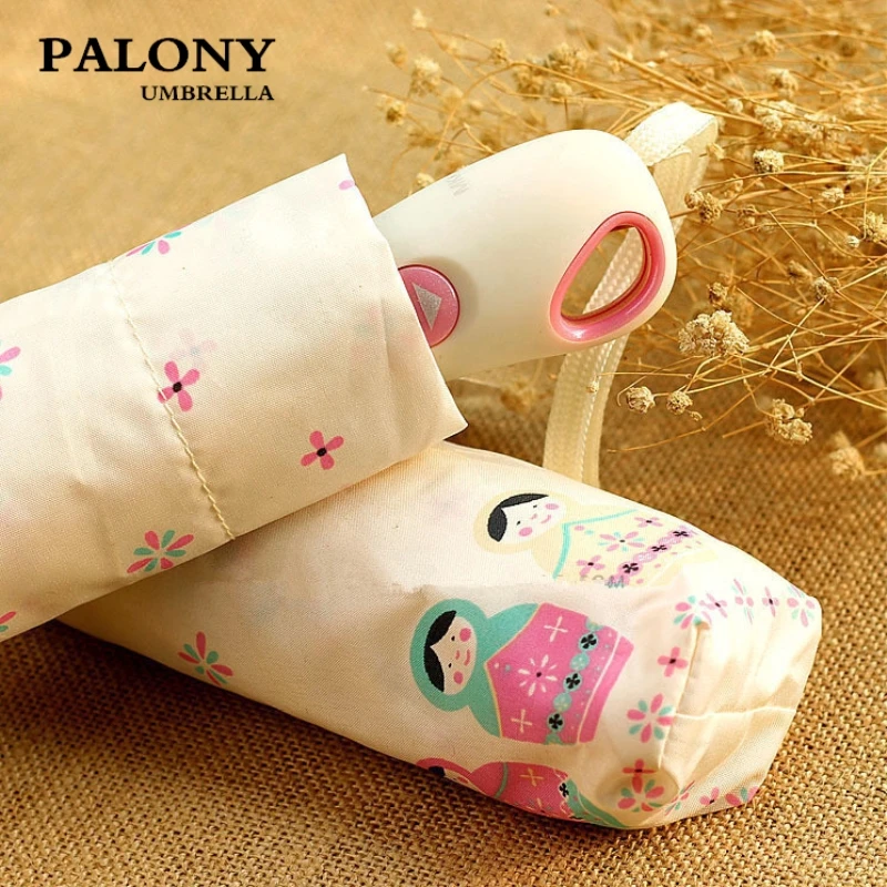 

PALONY Fully-automatic umbrella high quality cartoon matryoshka doll sunny umbrella,umbrella rain women kids umbrella for girl