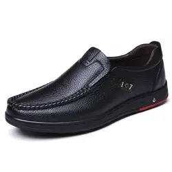2019 Новая мужская обувь из натуральной кожи размер 38-47, мягкая противоскользящая обувь для вождения Мужская Весенняя кожаная обувь