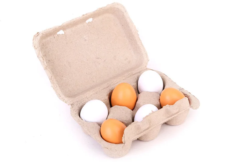 Деревянное имитационное яйцо, утиное яйцо, Группа 6, в коробке, для маленьких детей, игровой дом, Когнитивная игрушка, яйцо
