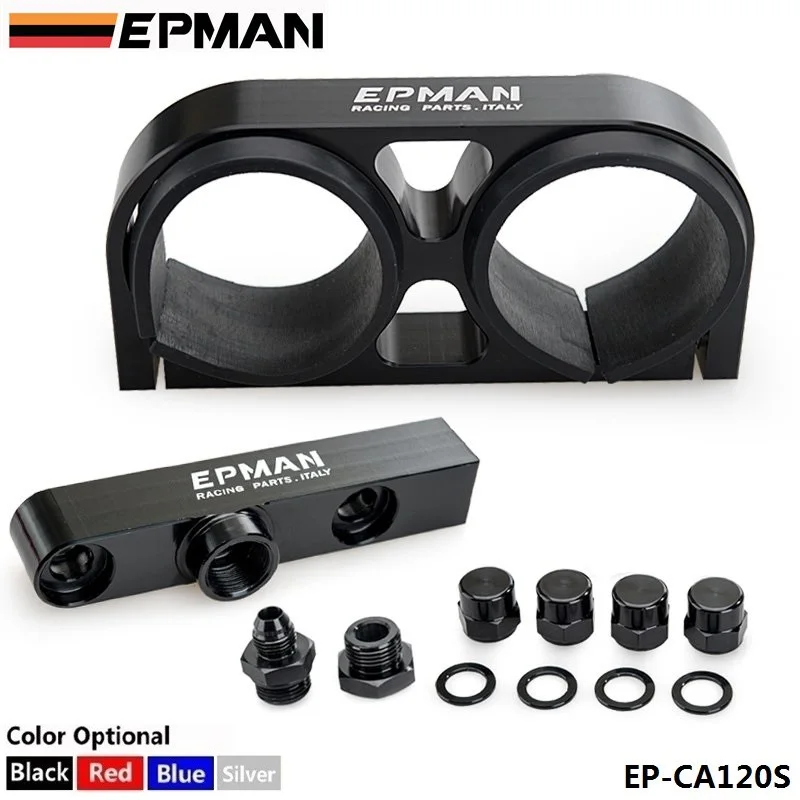 EPMAN заготовка алюминиевая сборка двойной 044 топливный насос выпускной коллектор с монтажным кронштейном для BMW EP-CA120S - Цвет: Черный