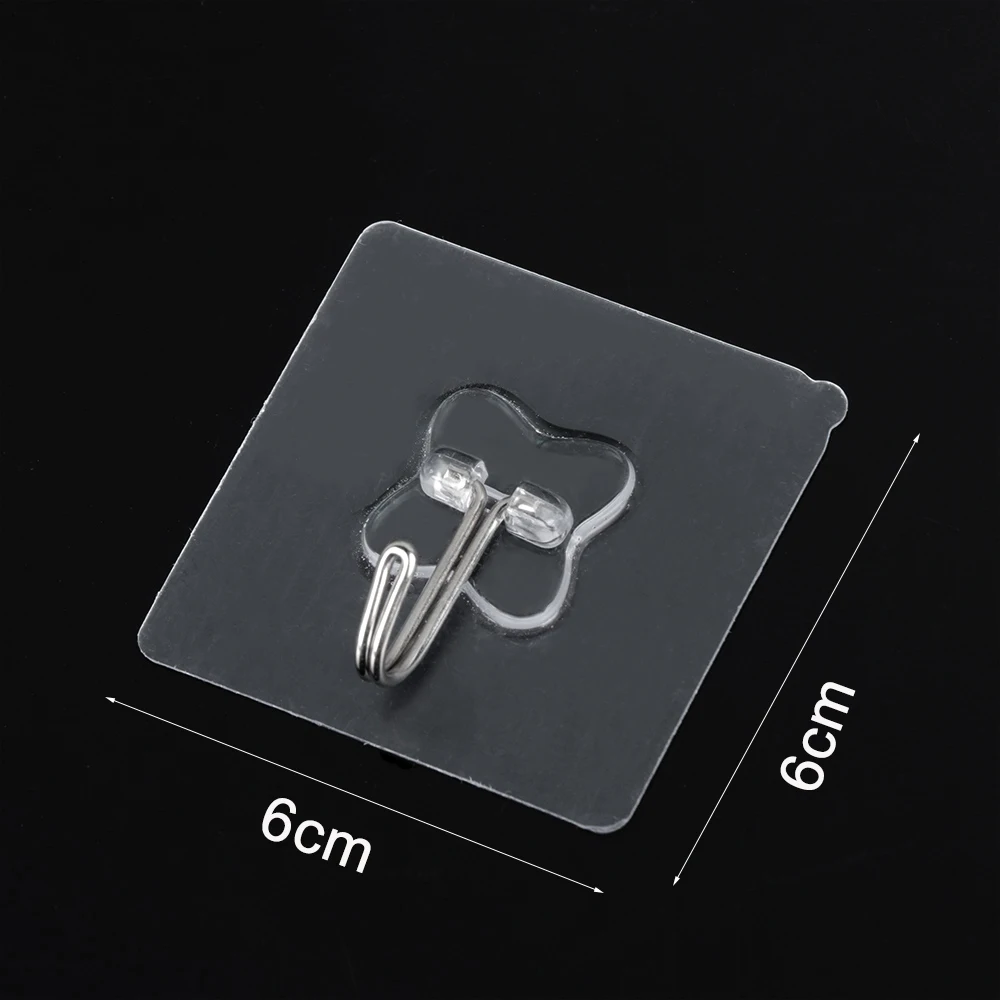 

10PCS Transparent Seamless Adhesive Hook Waterproof Kitchen Bathroom Strong Sticking Wall Hook Hanger