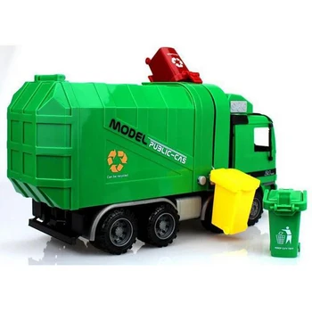 

1:22 Truck Garbage Car Truck Toy Boy Simulation Children Sanitation Inertia Engineering Cleaning Car Model Suitable For Age Of 3