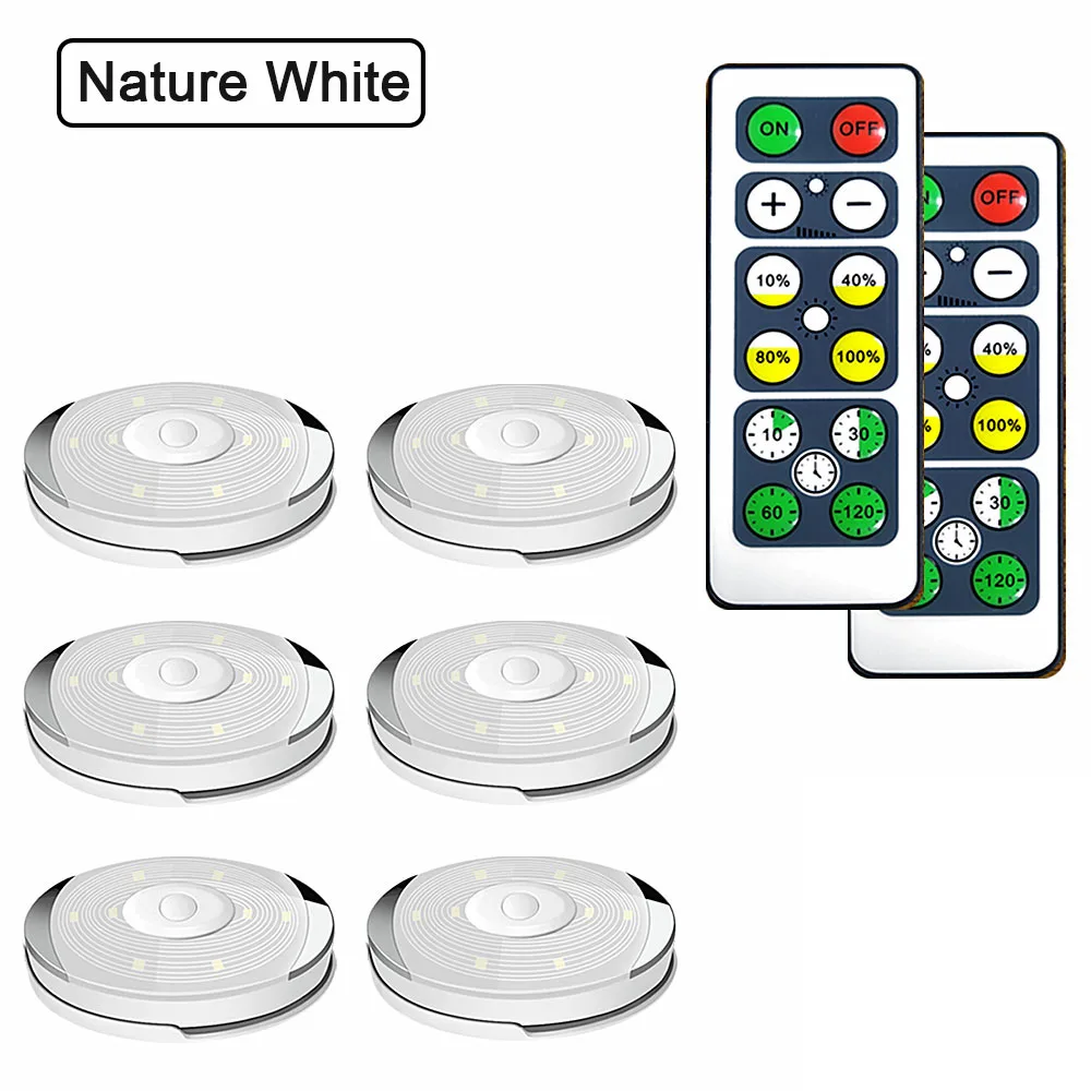 Беспроводной сенсорный датчик Светодиодная подсветка под шкаф кухонный светодиодный шкаф с батареей/шкаф шайба светильник с контроллером затемняемый ночник - Цвет: 6 Lamp 2 Remote