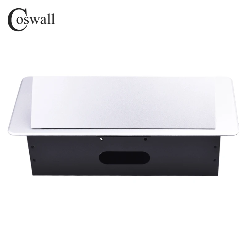 Koop COSWALL Zinklegering Plaat Slow POP UP 3 Power EU Wit Socket Kantoor Vergaderzaal Hotel Tafel Desktop Outlet Zilver cover