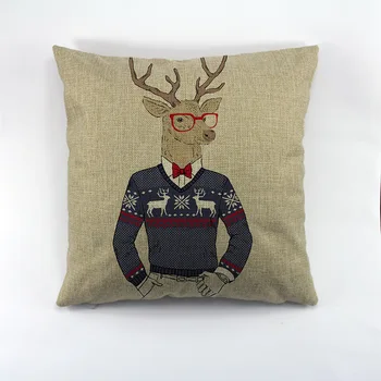 

The deer Printed linen Cushion Cover Creative Decorative Chirsmas Theme Pillow Case For Car Home Sofa