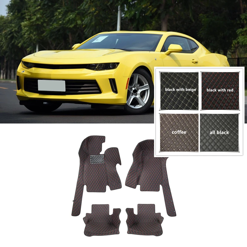 

For Chevrolet Camaro 2017 2018 Interior Leather Car Floor Carpets Foot Mats Pads 1set Car Styling accessories