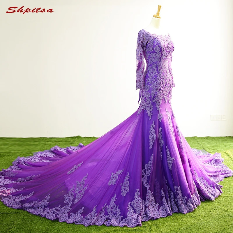 Long Sleeve Lace Mermaid Evening Dresses On Sale Tulle Party Women Prom