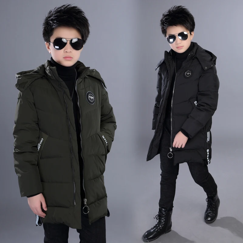 

Boys Winter Duck Down Jacket Kids Thick Clothes Outerwears with Hooded for Russia Cold -30 Degree Warm Coat Big Boys Parkas