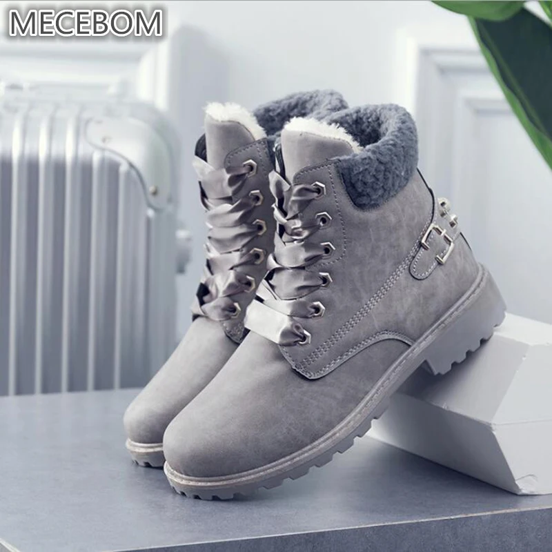 

2018 Winter Rubber Flock Flat Heel Wedge Warm Platform Botas Feminina Motorcycle Boot Women Shoes Zapatillas Mujer Footwear 781W