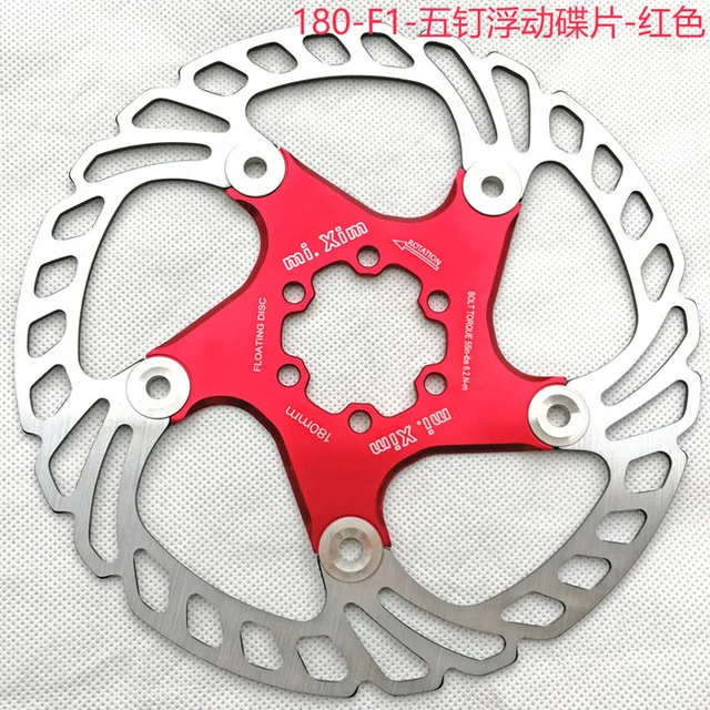 Mi Xim 160/180 мм велосипедный плавающий тормозной диск поплавок \ сверхлегкий MTB горный велосипед тормозные колодки шесть отверстий дисковые роторы запчасти для велосипеда - Цвет: 180mm red