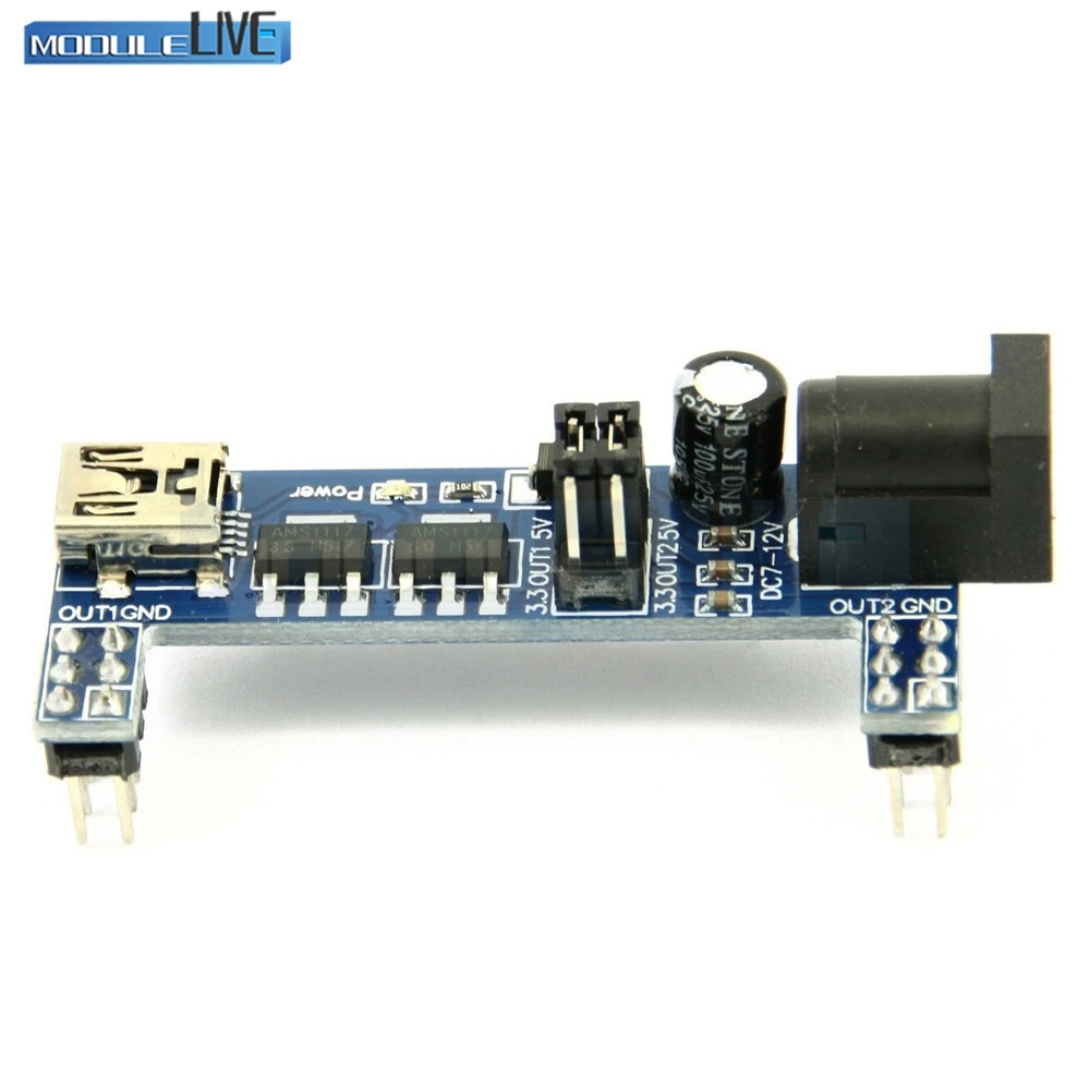 

1pcs MB102 Breadboard Power Supply Module with Mini USB 3.3V 5V For Solderless