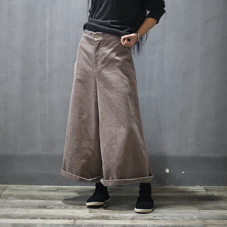 Donna Autunno Inverno Retro Velluto A Coste Pantaloni Larghi del Piedino  Delle Signore Allentato Vita Elastica Vitello Pantaloni di Lunghezza  Femminile Pantaloni Gamba Larga|leg trousers|wide leg trouserswide leg  pants - AliExpress