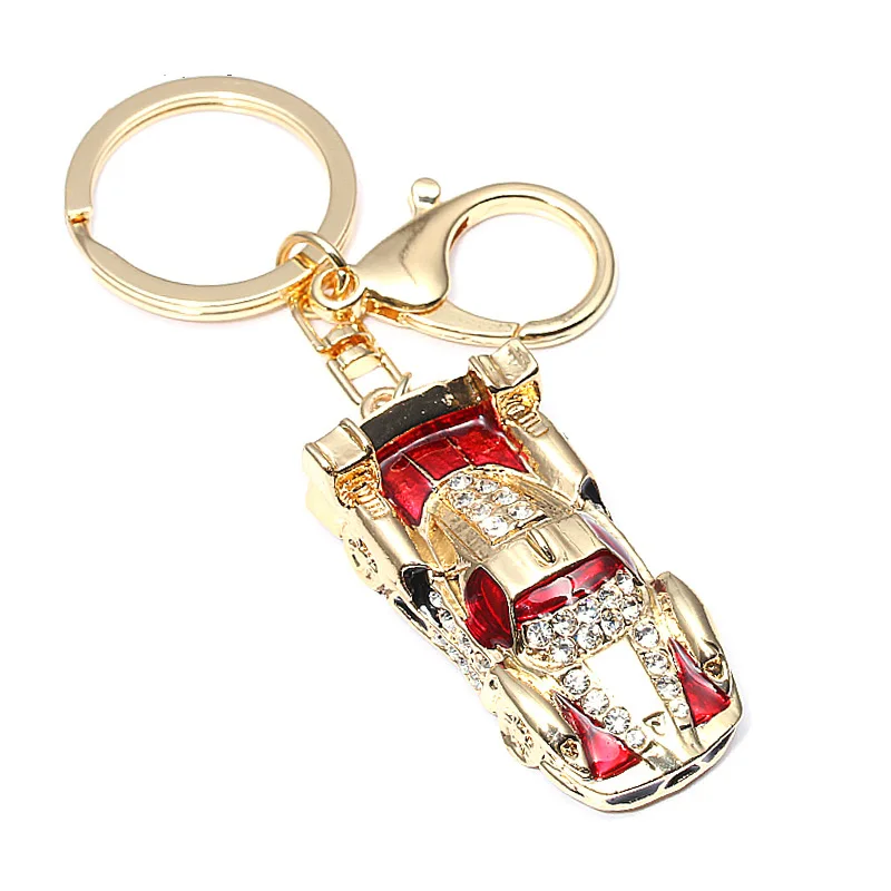 

Boosbiy Fashion Car Play Full Crystal Rhinestone Car Key Chain Gold Chain Keychain Bag Car Hanging Pendant Jewelry KY078