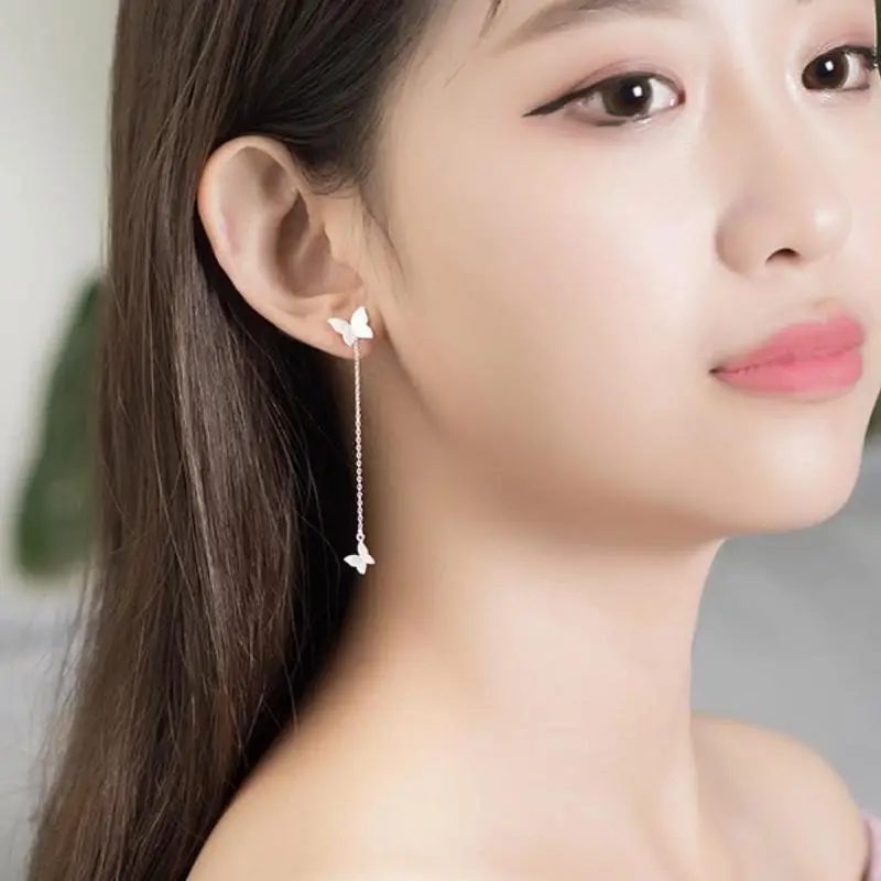 Everoyal Trendy Butterfly Long Earrings For Women Jewelry Top Quality Silver Plated Girls Tassel Earring Accessories Lady | Украшения и
