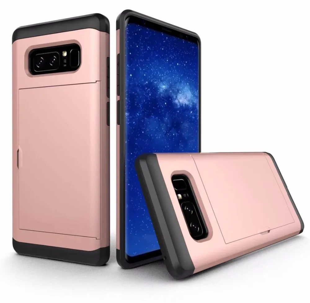 

Slide Card Pocket ShockProof Hybrid Armor Back Phone Case Cover for Samsung Galaxy S6 S7 Edge S8 Plus Note3 4 5 S4 S5 J3 J5 G530