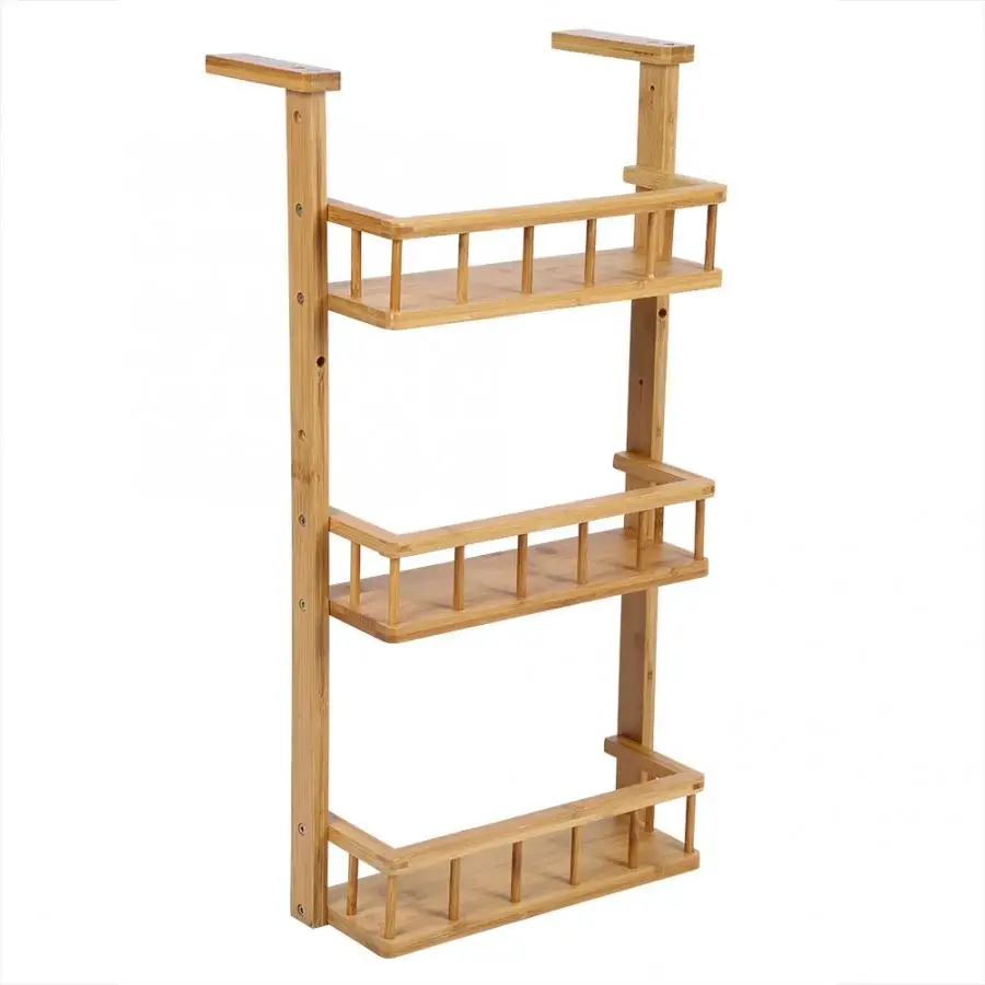 

Fridge Storage Shelf 3-Tiers Natural Bamboo Storage Rack Multi-functional Kitchen Fridge Hanging Shelf Organizer