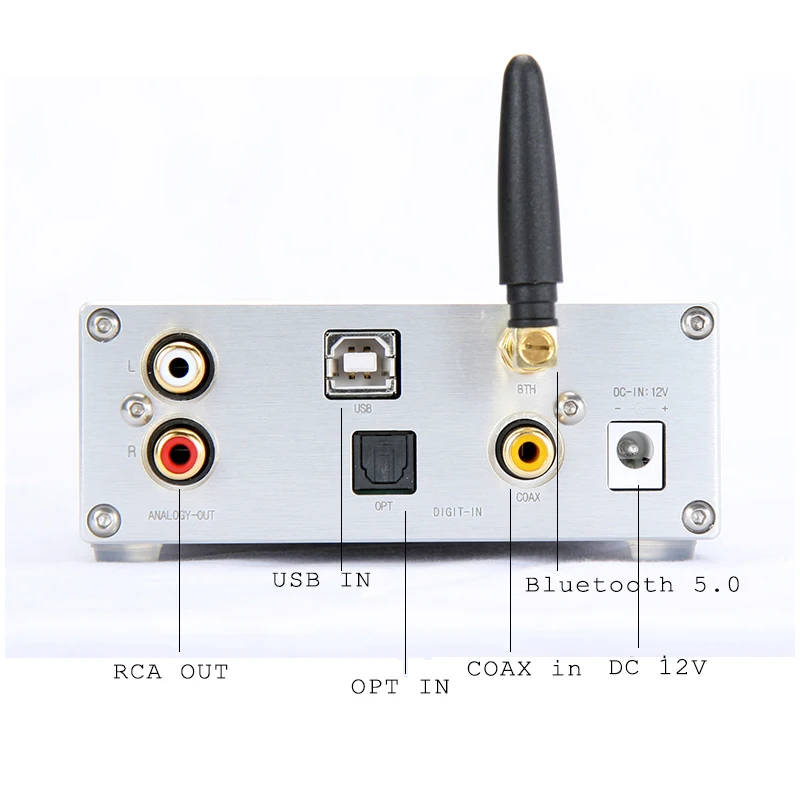  HIFI DAC con Bluetooth 5.0 ES9038Q2M Supporto DSD PCM Fibra Coassiale XMOS XU208 USB XMOS Decoder A