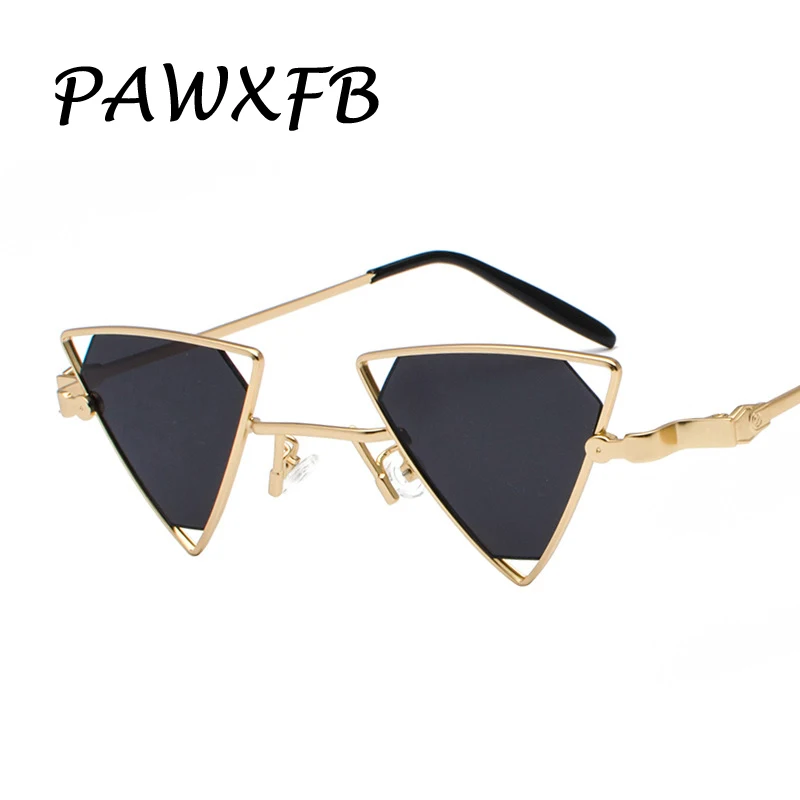 

PAWXFB 2018 New Punk Triangle Sunglasses Women Men Metal Frames Vintage Black Red Yellow Pink Sun Glasses Oculos de sol Shades