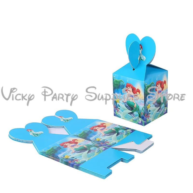 

6pcs/lot Cartoon Little Mermaid Princess Candy Box Birthday Baby Shower Party Paper Candy Box Party Decorations Supplies