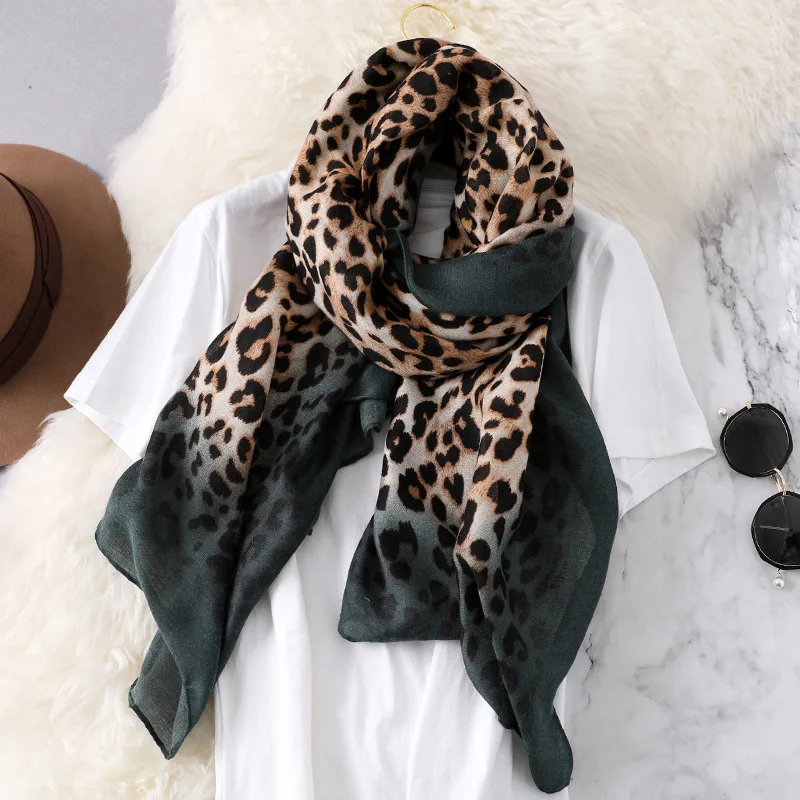Большой Летний Пляжный шейный платок с леопардовым принтом женские шарфы шали и палантины хиджаб шаль 90x180 см