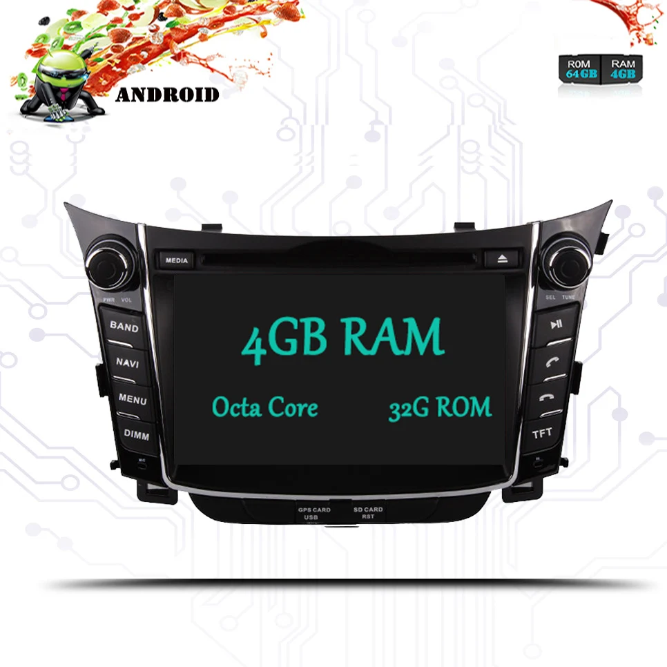 Cheap 2 DIN 8 Core 4G+64G Android 9.0 Car DVD Player For HYUNDAI i30 2011 2012 2013 Multimedia GPS Navigation Radio Stereo Head unit 3