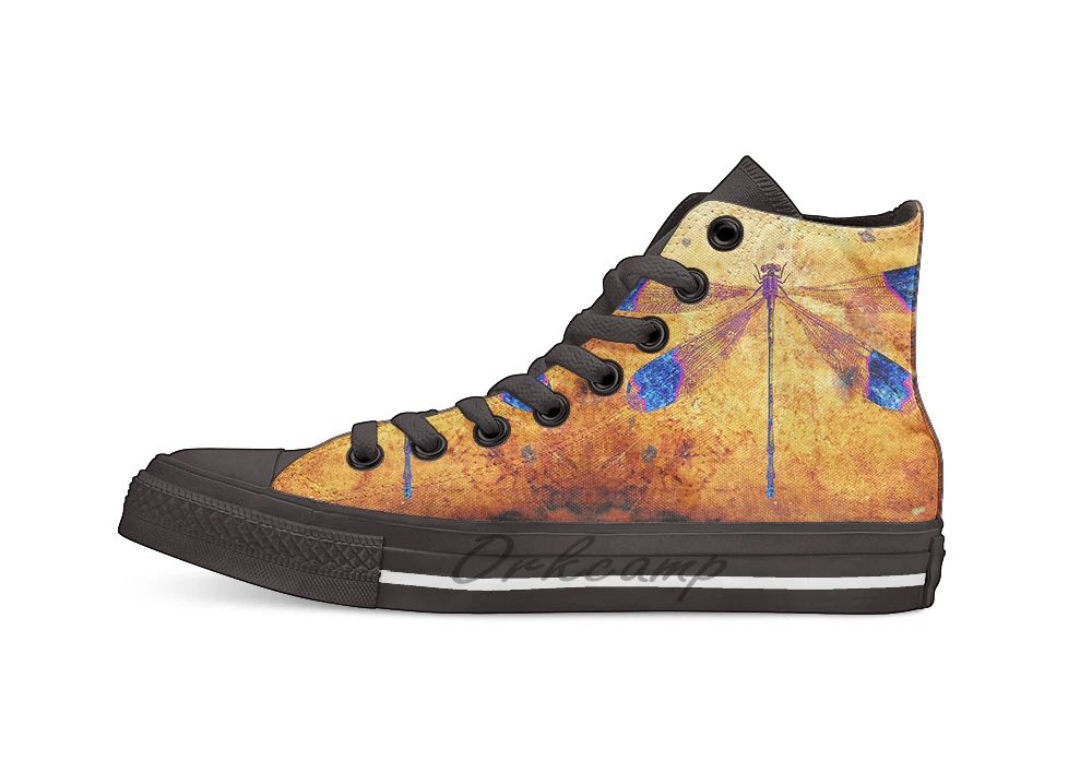 

Dragonfly in Amber Unisex High Top Canvas flat Casual Custom shoes Drop Shipping